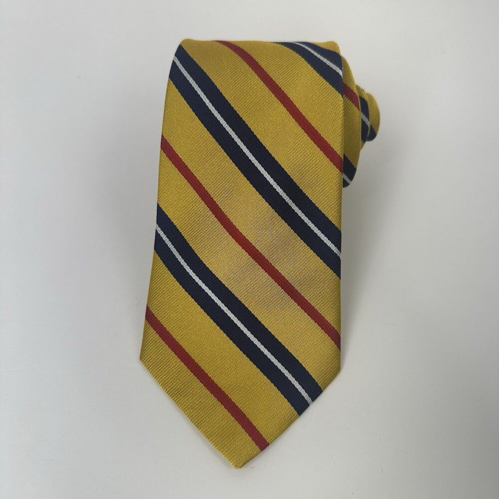 J. Press Men's 100% Silk Necktie Multicolor Striped Repp Handmade in USA NWT
